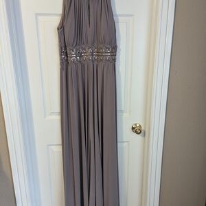 Elegant Gray Evening Gown with Sequin Detail